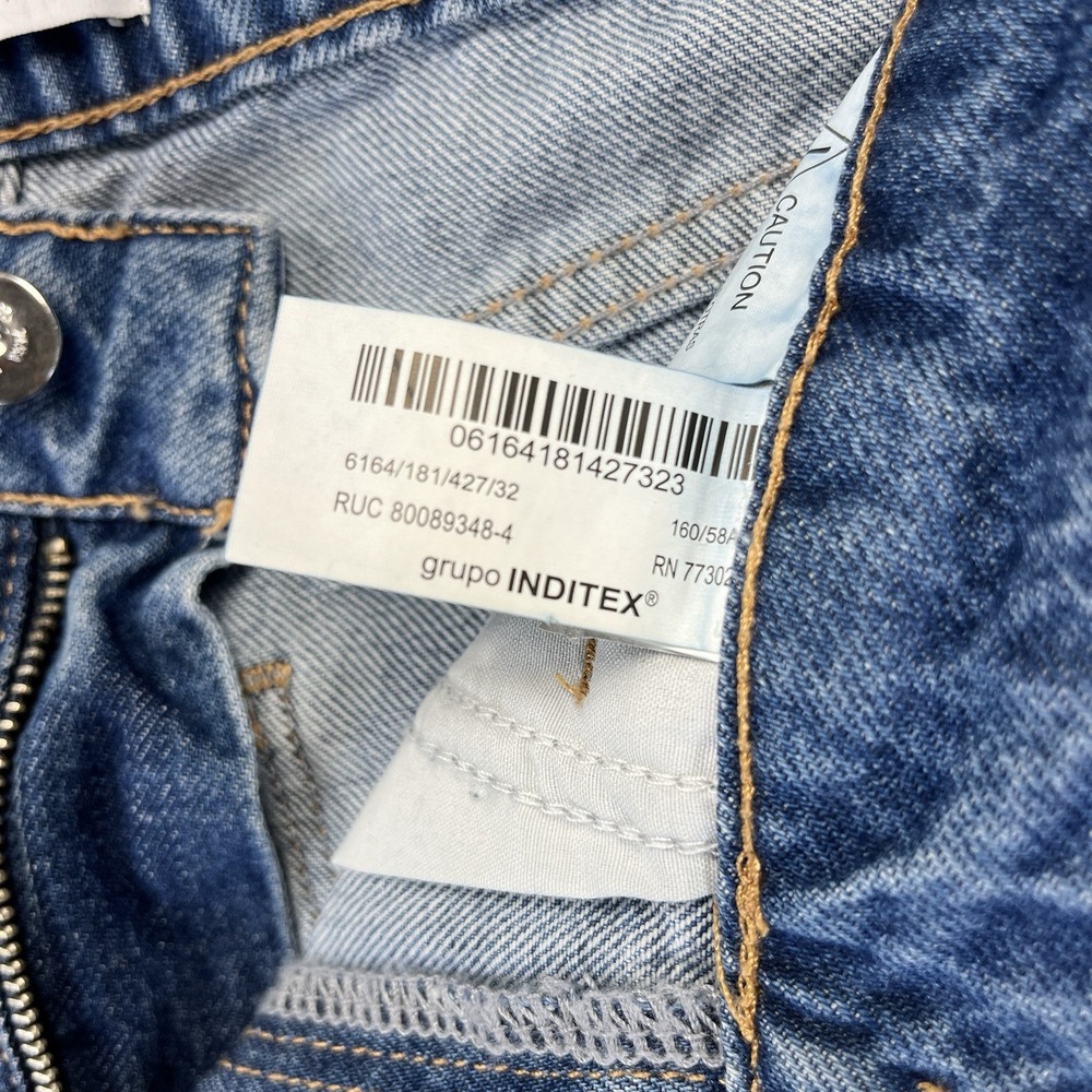 New ZARA baggy wide leg Jeans Women (0)24X32 High Rise Light‎ Wash  disco - Picture 12 of 16